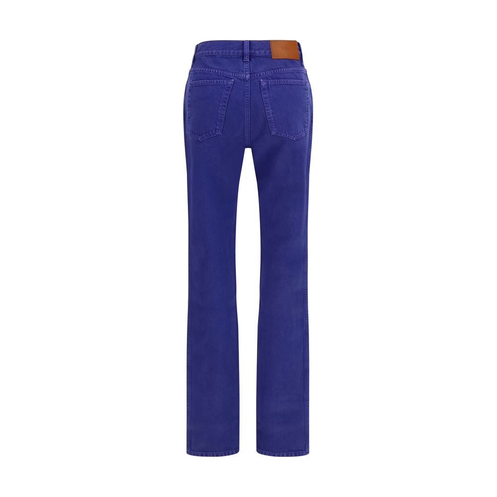 Chloé Blue Cotton Straight-Leg Women's Jeans