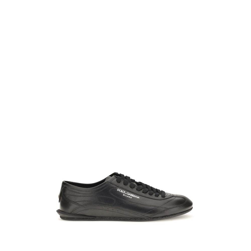 Dolce & Gabbana Black Calf Leather Bos Taurus Low Top Men's Sneakers