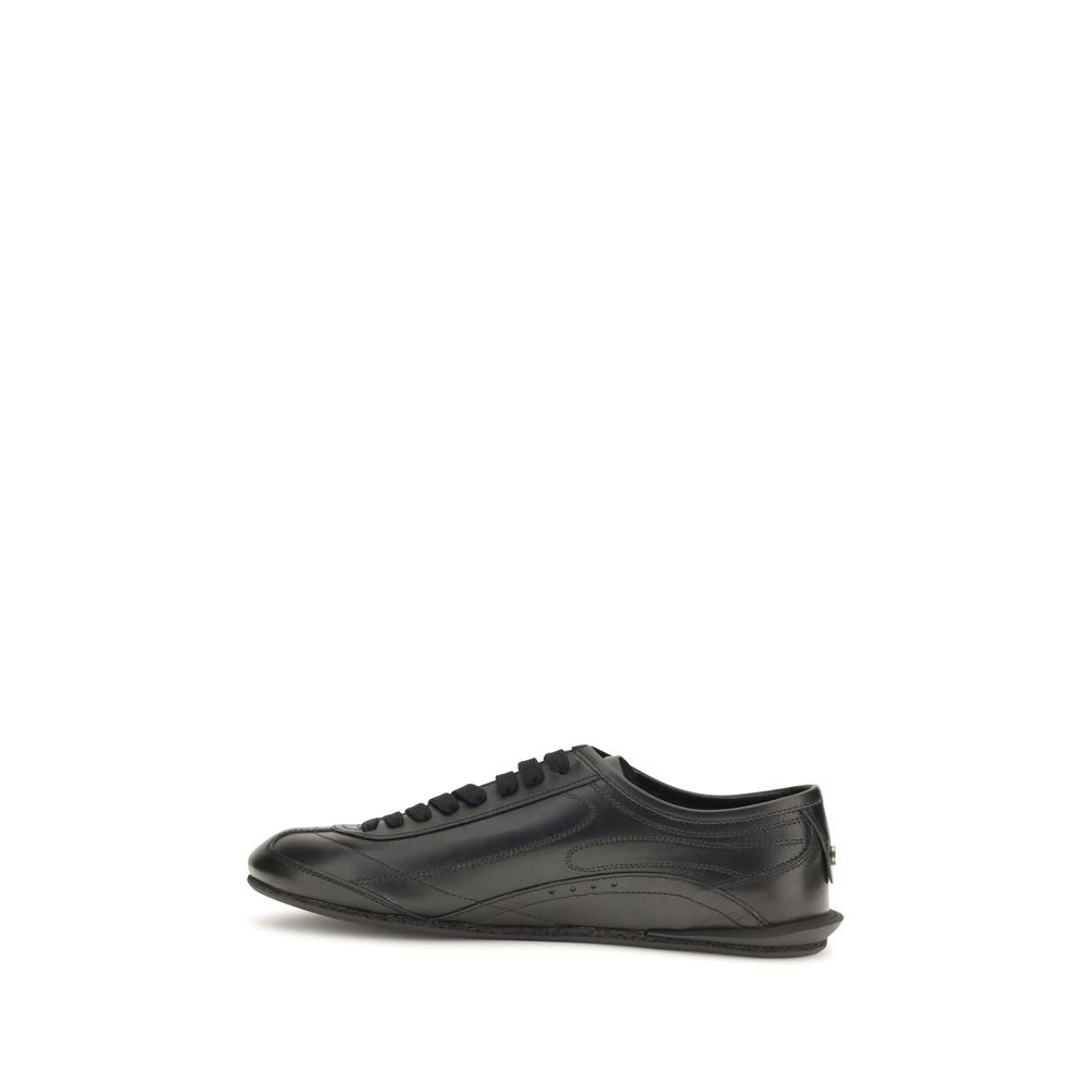 Dolce & Gabbana Black Calf Leather Bos Taurus Low Top Men's Sneakers