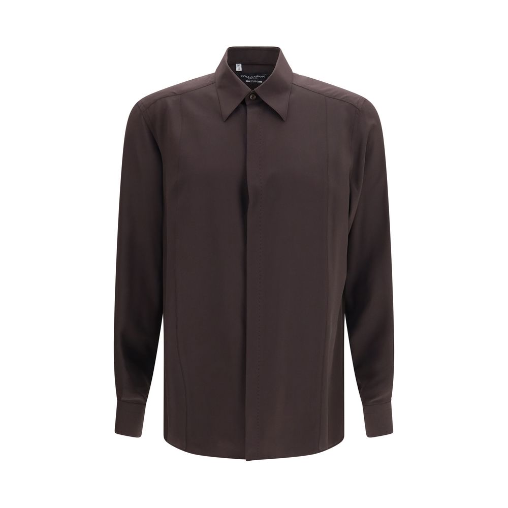 Dolce & Gabbana Brown Silk Men's Shirt