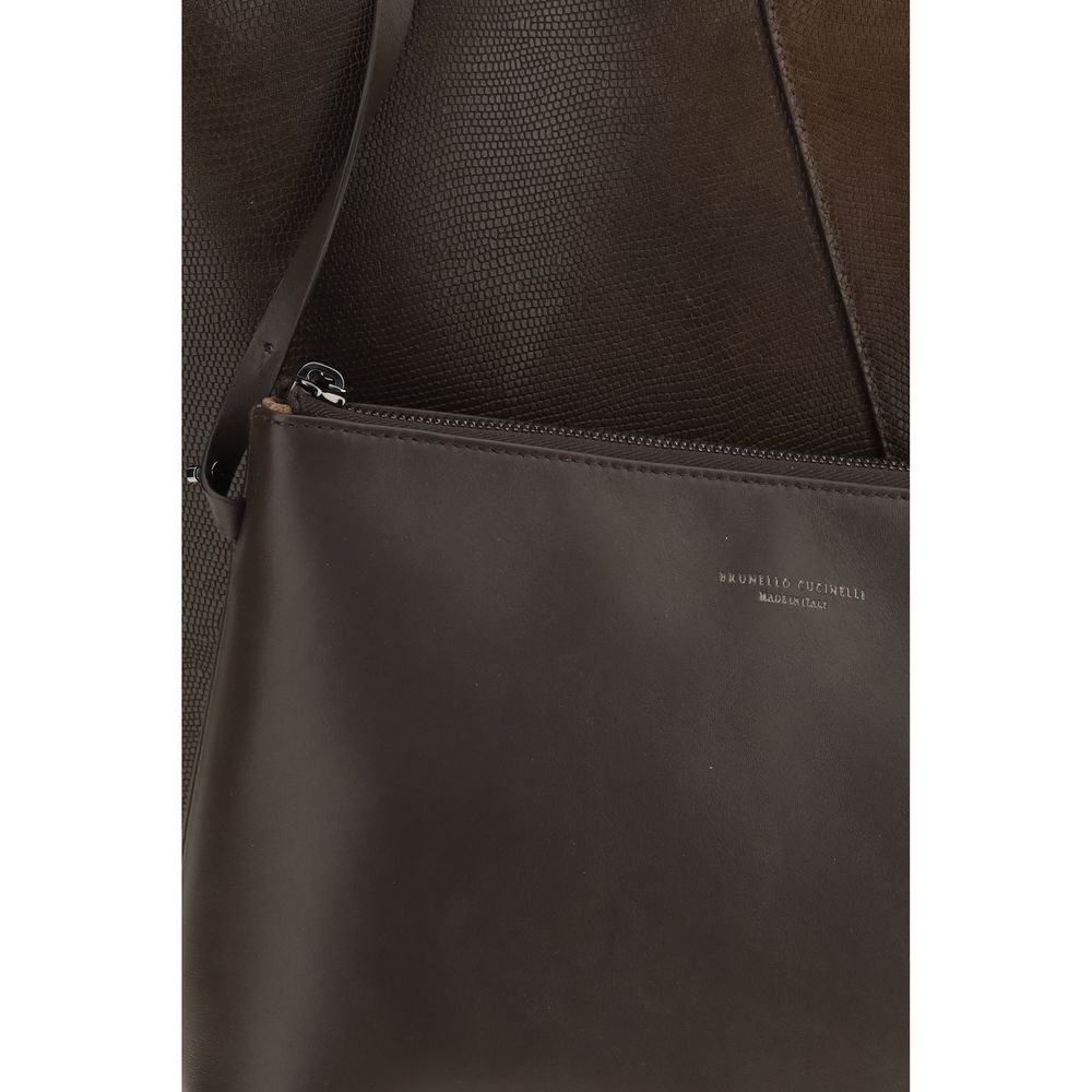 Brunello Cucinelli Brown Calf Leather Bos Taurus Women's Handbag