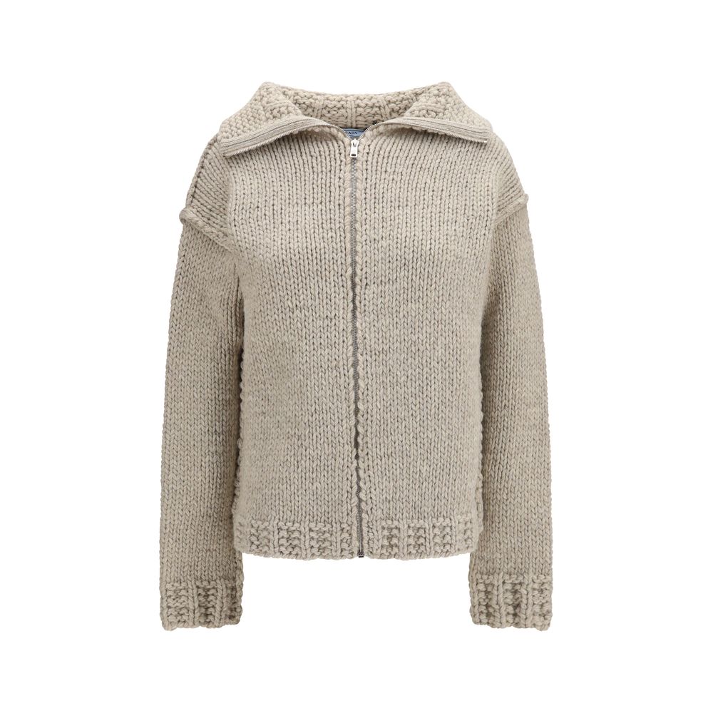 Prada Gray Wool Oves Aries Women's Cardigan