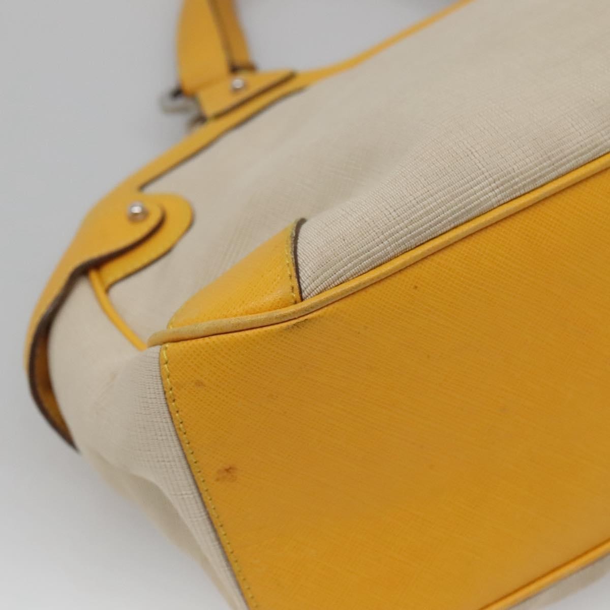 Salvatore Ferragamo Gancini Canvas And Leather Yellow Canvas Handbag (Pre-Owned)