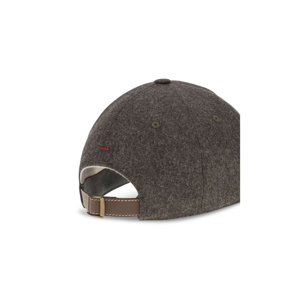 Brunello Cucinelli Brown Wool Oves Aries Cap (Baseball Men's Hat)