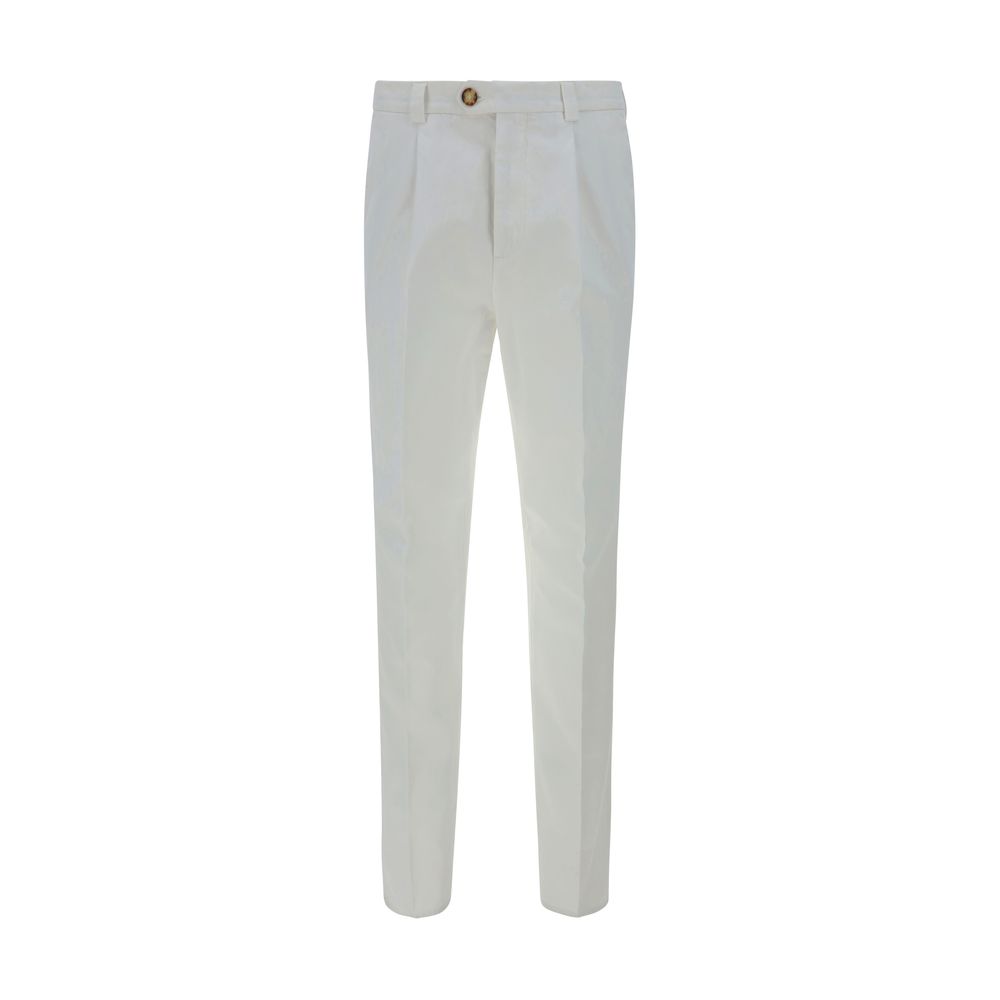 Brunello Cucinelli White Cotton Casual Men's Pants