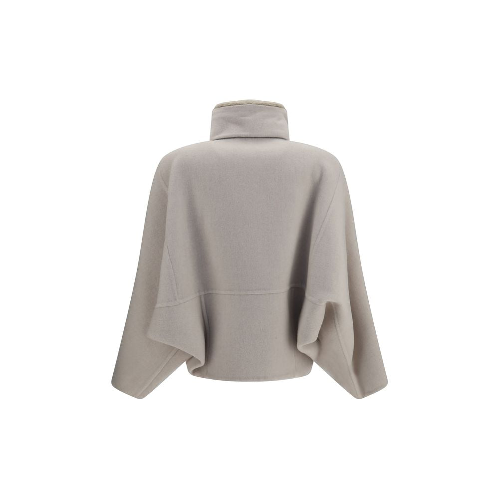 Brunello Cucinelli White Wool Oves Aries Women's Coat