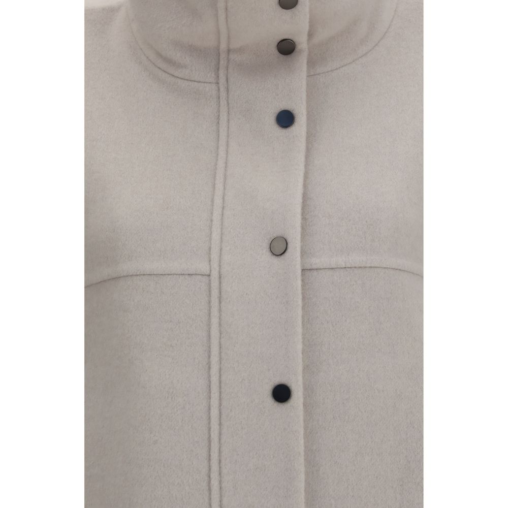 Brunello Cucinelli White Wool Oves Aries Women's Coat