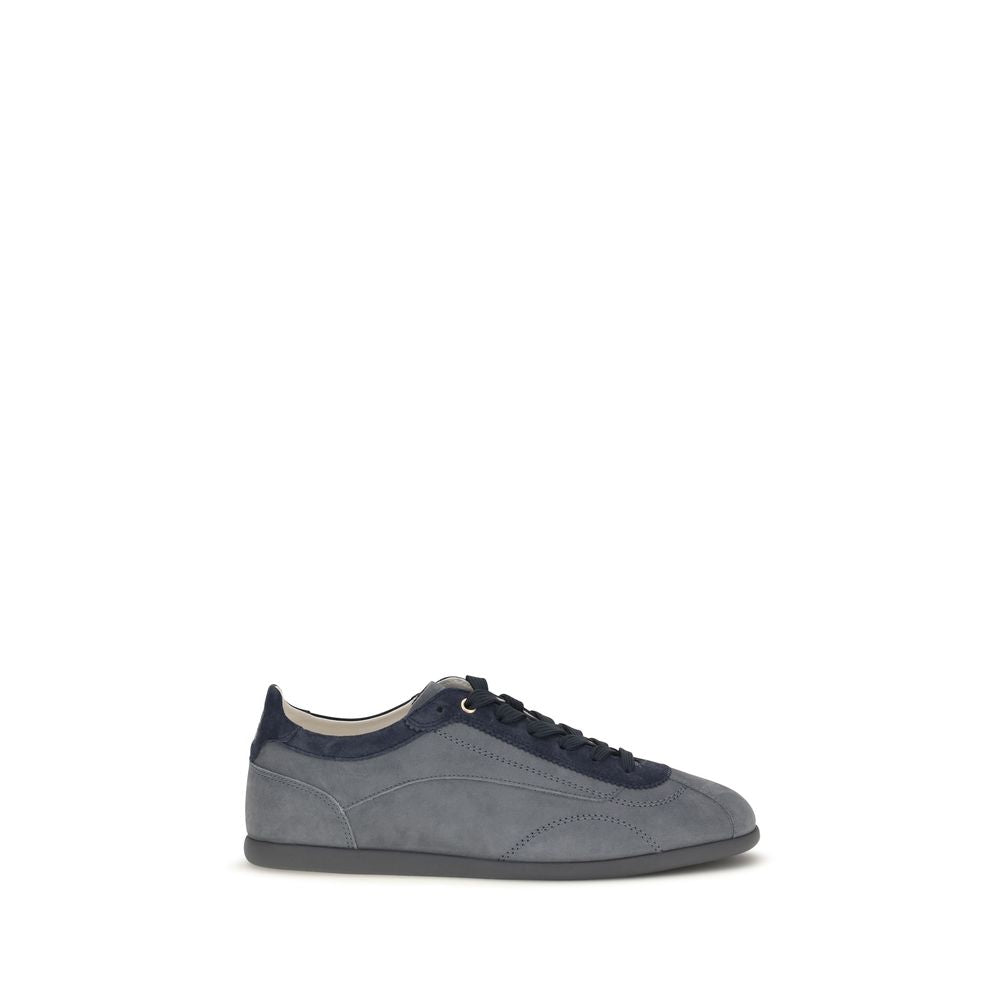 Brunello Cucinelli Gray Calf Leather Bos Taurus Low Top Men's Sneakers