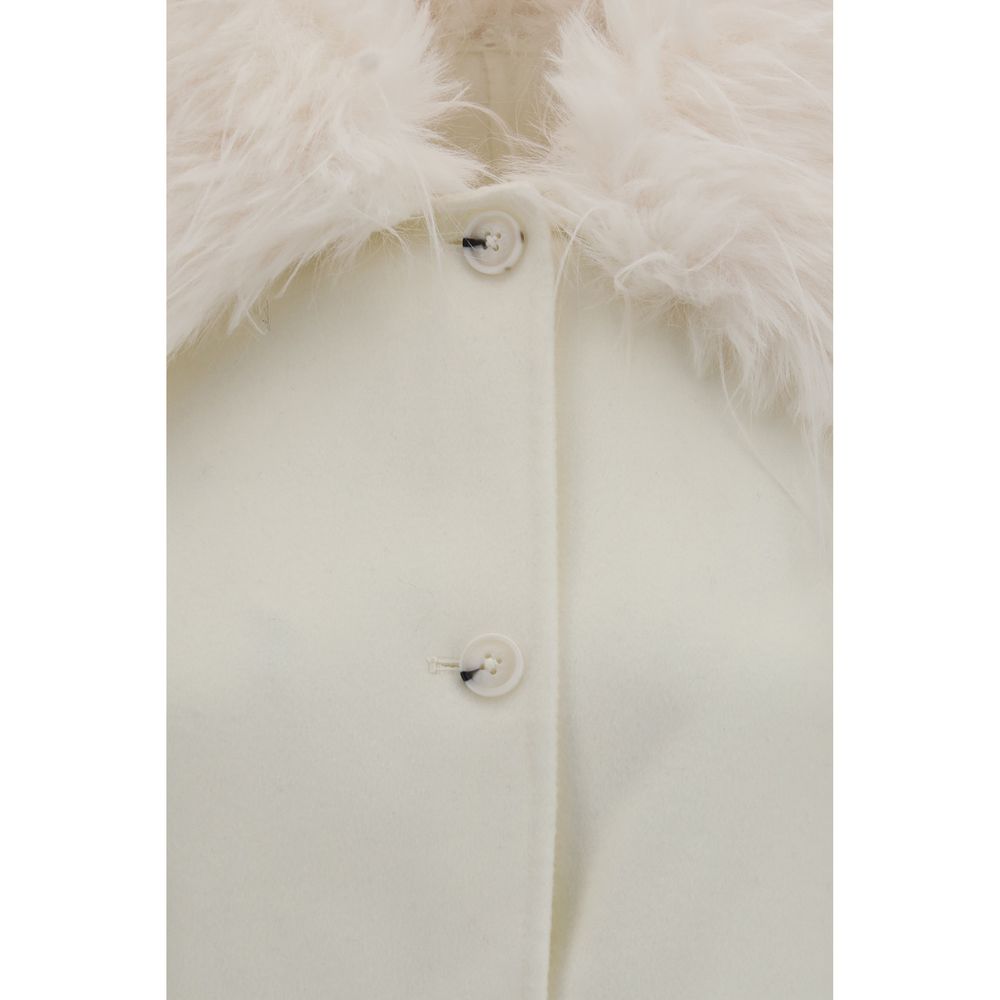 Loulou De Saison White Wool Oves Aries Full-Length Women's Jacket