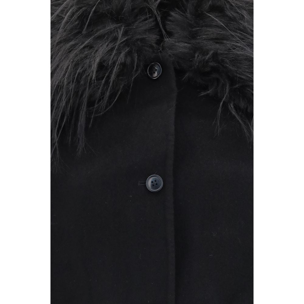 Loulou De Saison Black Wool Oves Aries Full-Length Women's Jacket