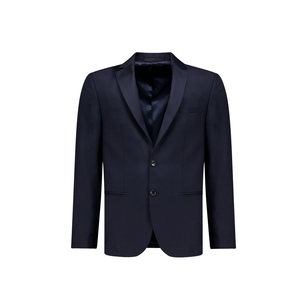Autore Blue Wool Full-Length Men's Jacket