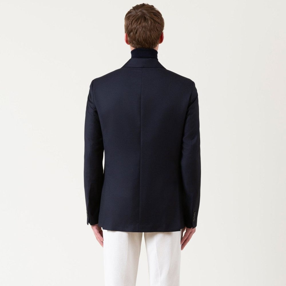 Autore Blue Wool Full-Length Men's Jacket