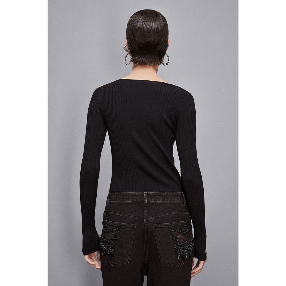 Patrizia Pepe Black Viscose Women's Sweatshirt
