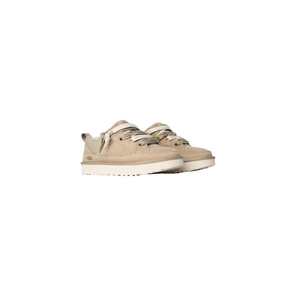 UGG Beige Suede Leather Chunky Women's Sneakers