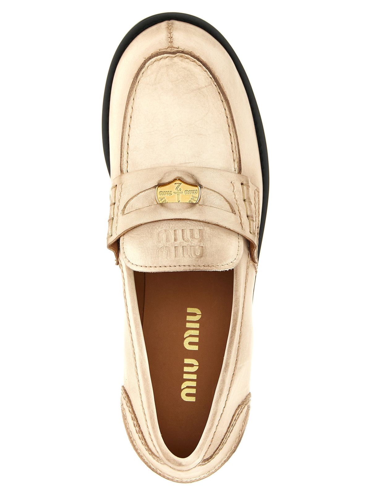 Miu Miu White Calfskin Slip-On Women's Loafers
