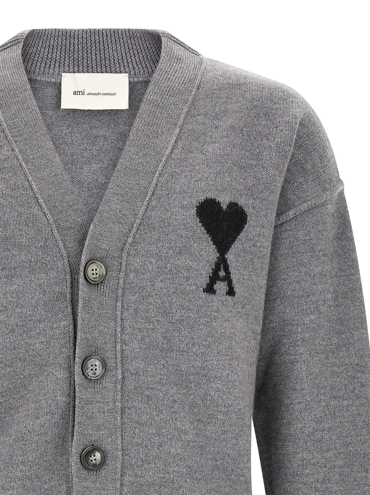 Ami Paris Gray Wool Men's Cardigan