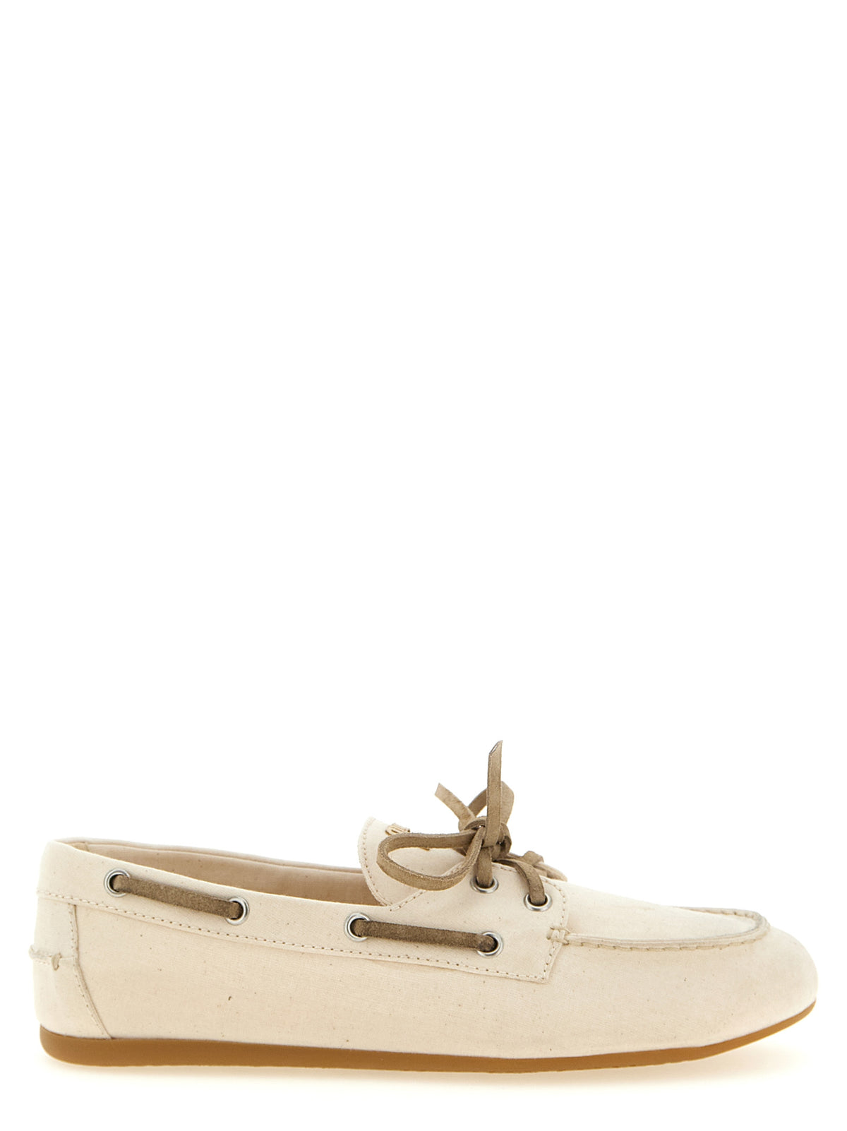 Miu Miu Beige Cotton Slip-On Women's Loafers