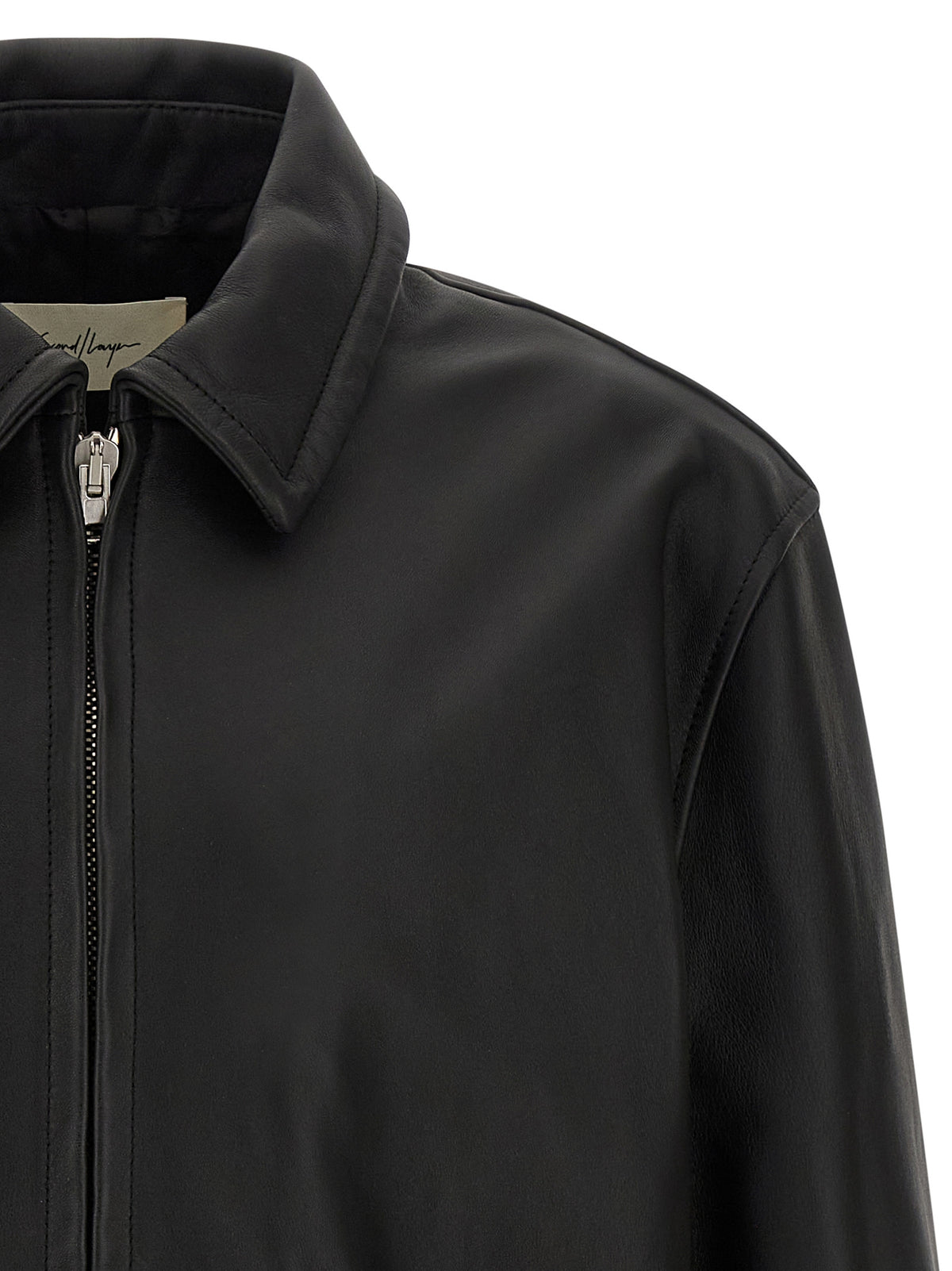 SECOND/LAYER Black Calfskin Leather Men's Jacket