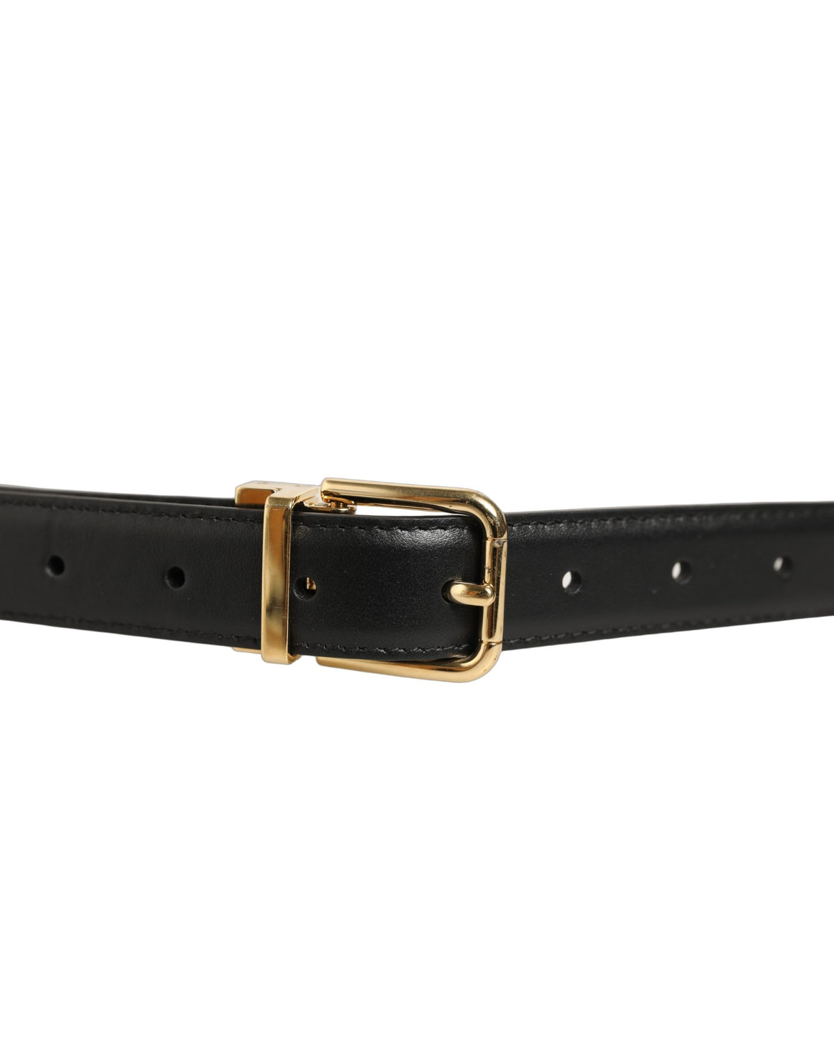 Dolce & Gabbana Black Leather Double Wrap Metal Buckle Women's Belt