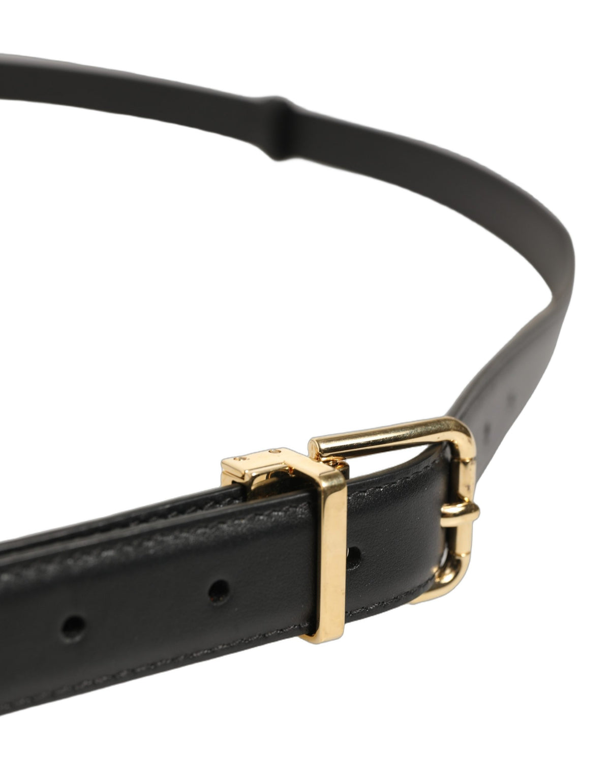 Dolce & Gabbana Black Leather Double Wrap Metal Buckle Women's Belt