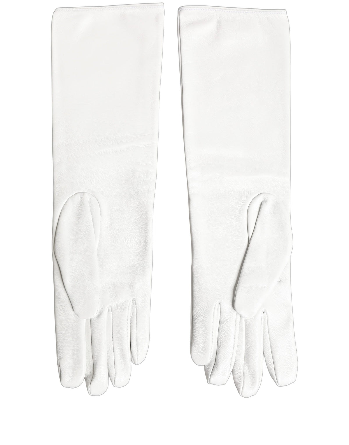 Dolce & Gabbana White Genuine Leather Embossed DG Logo Women's Gloves