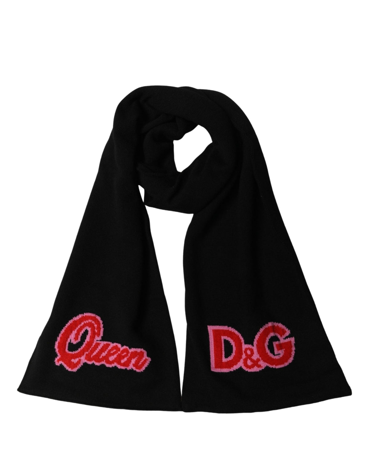 Dolce & Gabbana Black D&G Queen Cashmere Knitted Shawl Women's Scarf