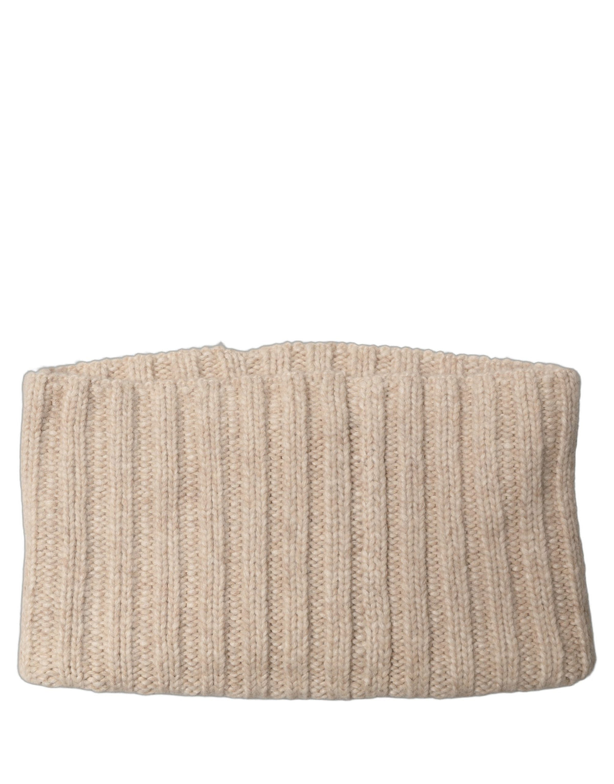 Dolce & Gabbana Light Beige Ribbed Knit Neck Warmer Women's Scarf