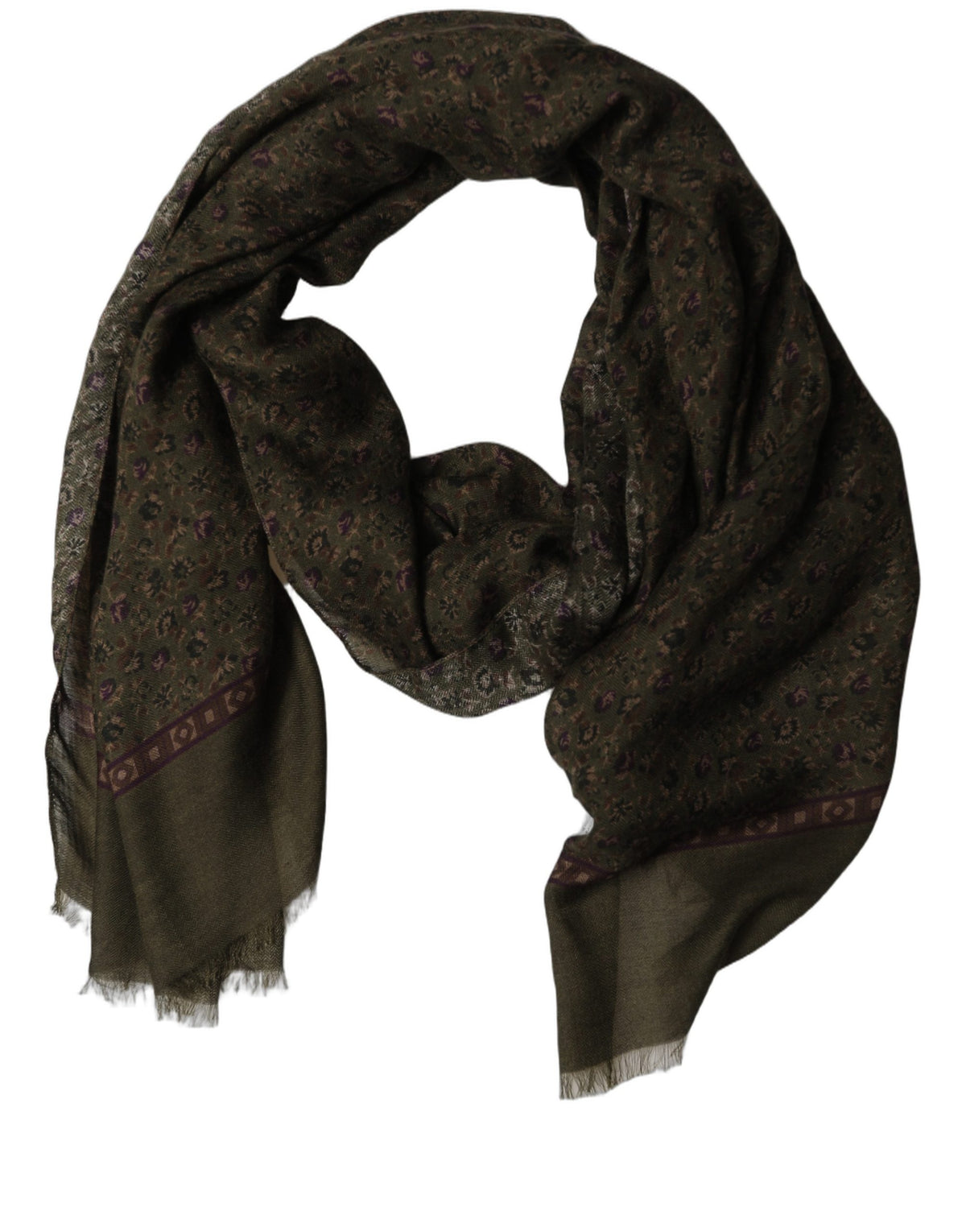 Dolce & Gabbana Olive Green Modal Floral Shawl Stole Women's Scarf (Pre-Owned)