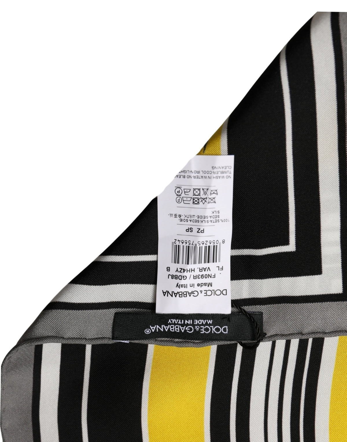 Dolce & Gabbana Black Yellow Silk Logo Square Foulard Women's Scarf