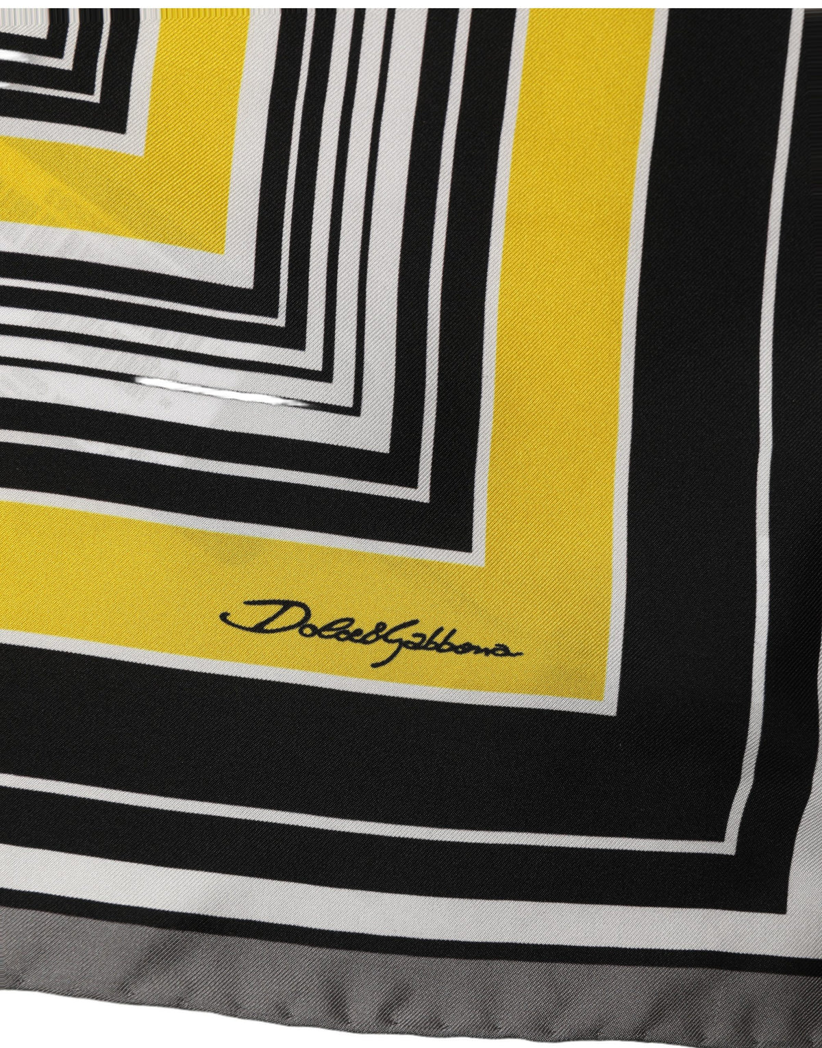 Dolce & Gabbana Black Yellow Silk Logo Square Foulard Women's Scarf