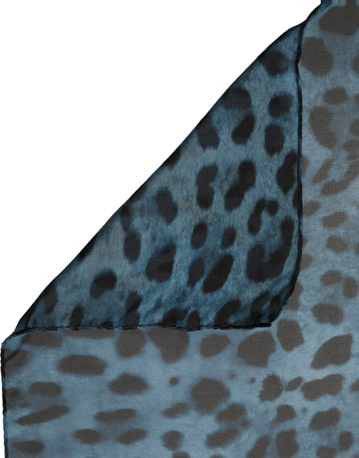 Dolce & Gabbana Blue Leopard Print Silk Square Foulard Women's Scarf