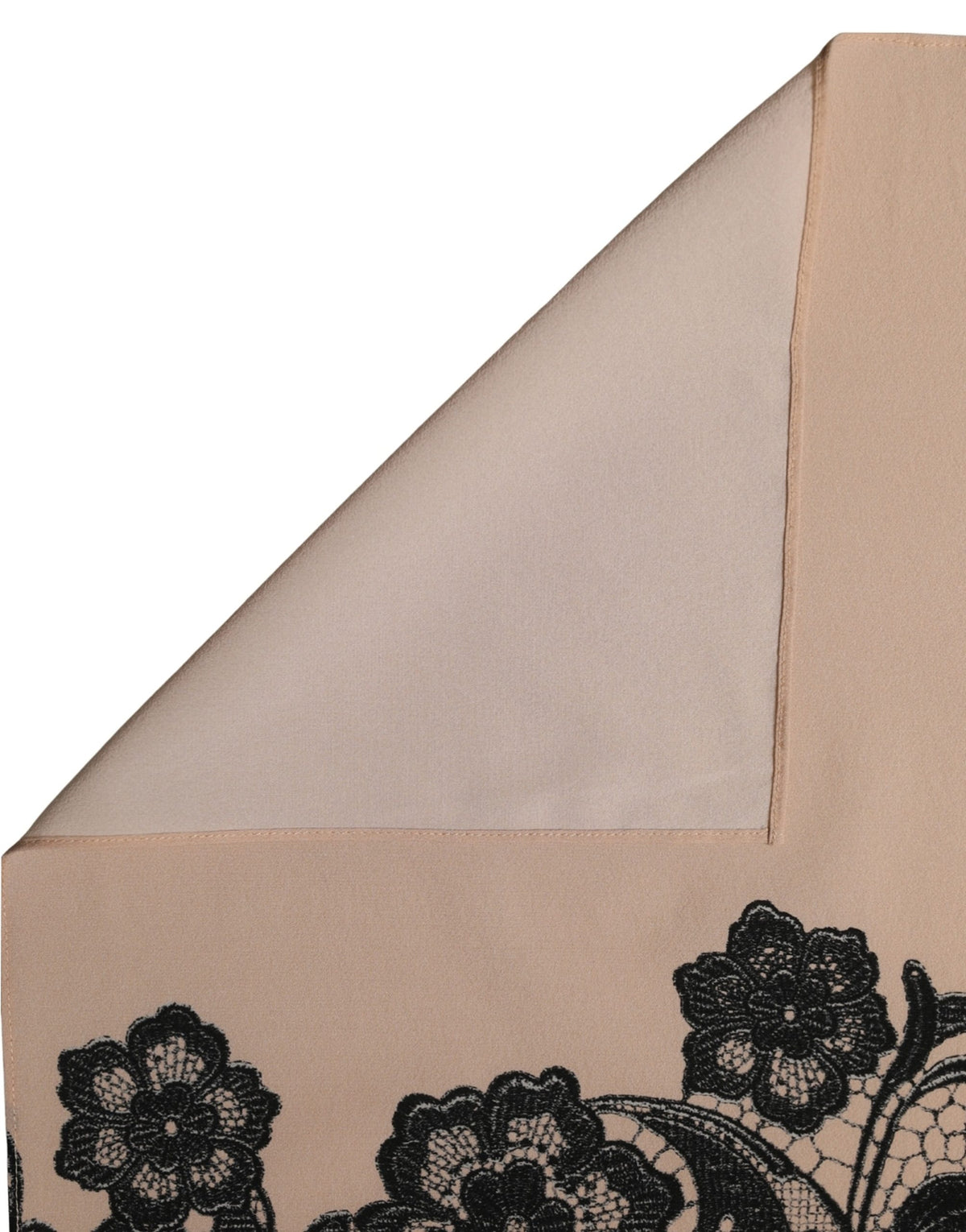 Dolce & Gabbana Black Beige Floral Lace Silk Neck Shawl Women's Scarf