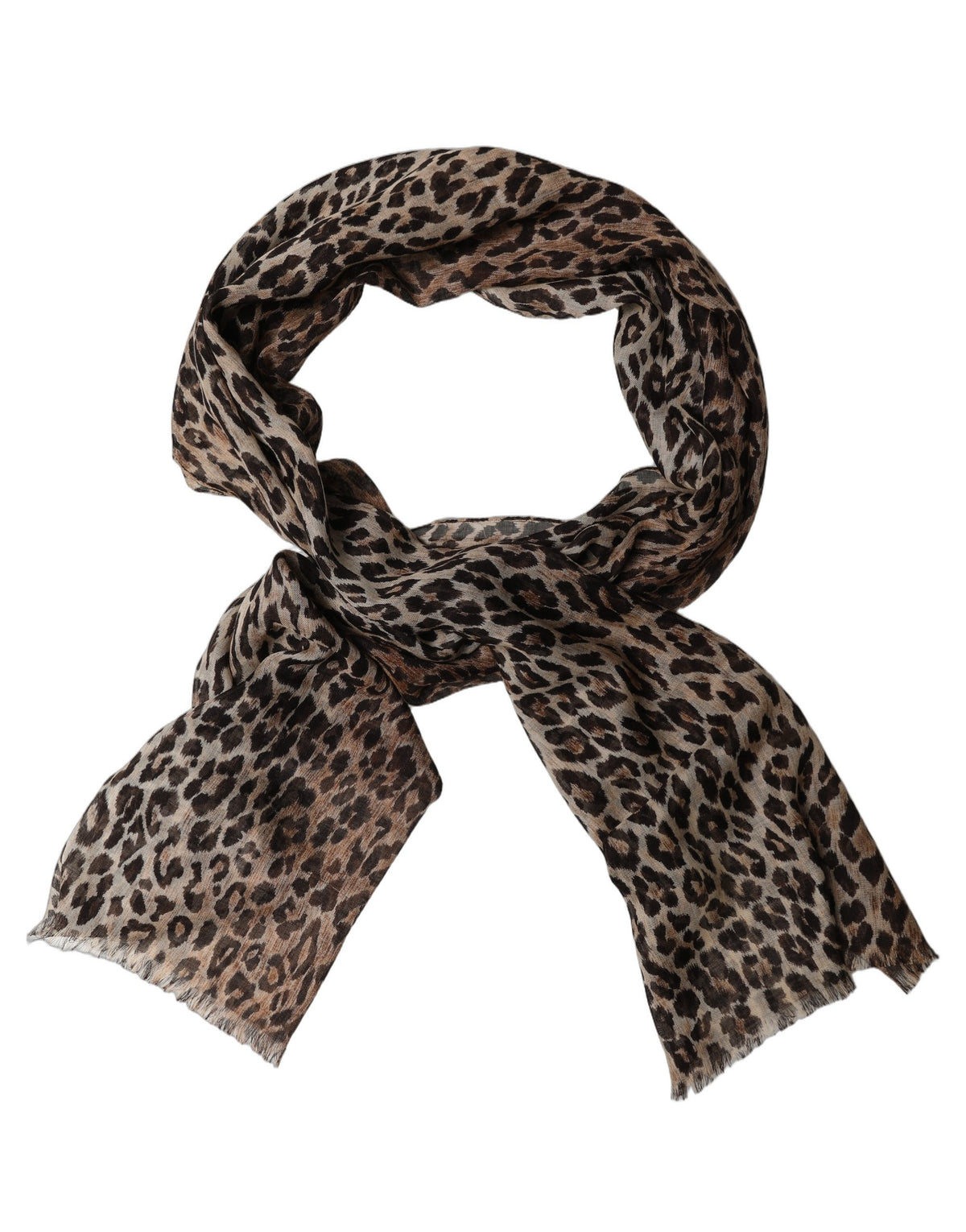 Dolce & Gabbana Brown Leopard Cashmere Shawl Stole Women's Scarf (Pre-Owned)