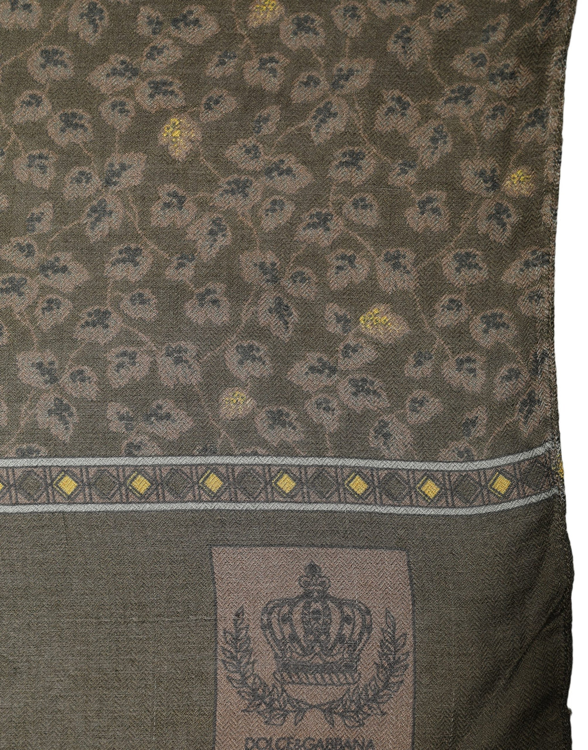 Dolce & Gabbana Olive Green Cotton Floral Neck Shawl Women's Scarf (Pre-Owned)