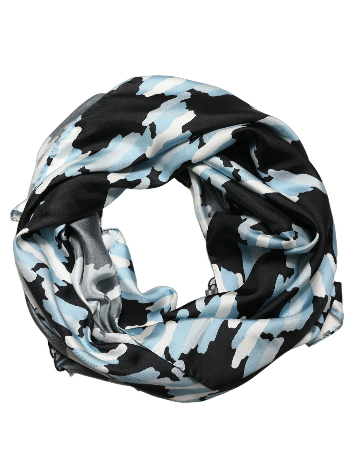 Dolce & Gabbana Black Blue Abstract Silk Shawl Stole Women's Scarf