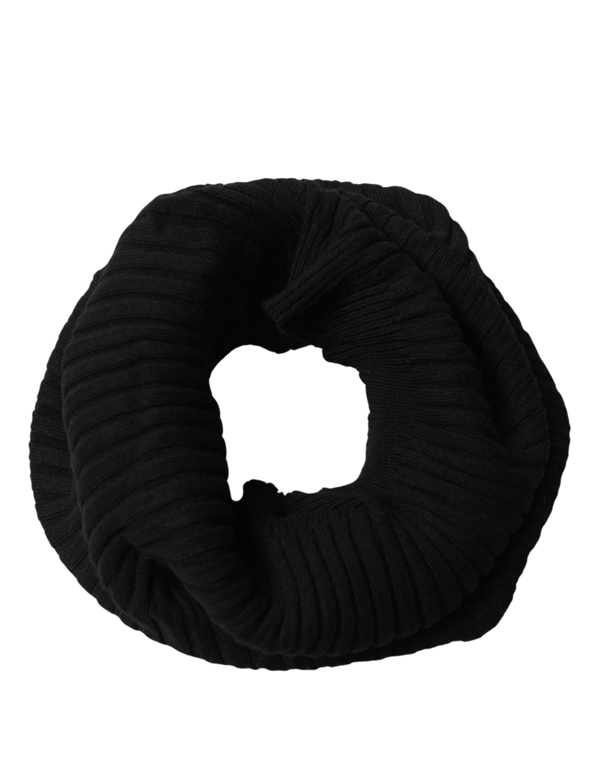 Dolce & Gabbana Black Cashmere Ribbed Knit Neck Women's Warmer