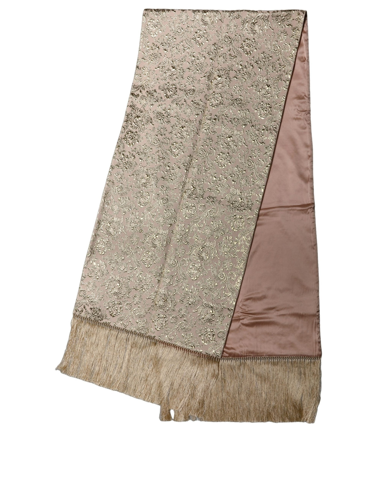 Dolce & Gabbana Pink Silk Fringes Neck Wrap Foulard Women's Scarf