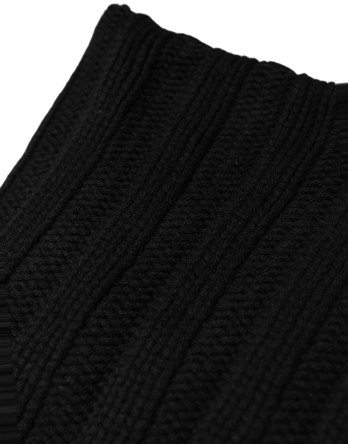Dolce & Gabbana Black Cashmere Ribbed Knit Neck Warmer Women's Scarf