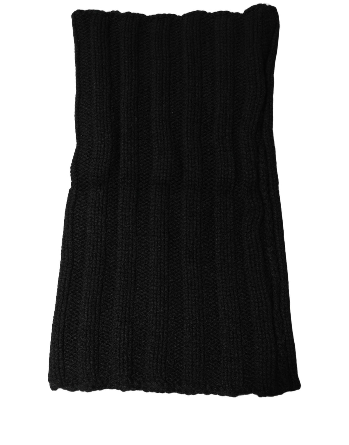 Dolce & Gabbana Black Cashmere Ribbed Knit Neck Warmer Women's Scarf