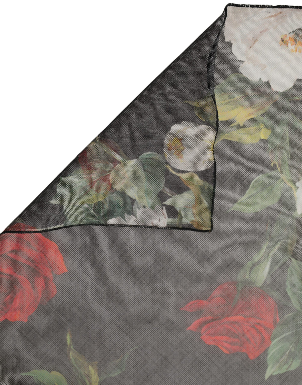Dolce & Gabbana Black Floral Print Cotton Shawl Stole Women's Scarf