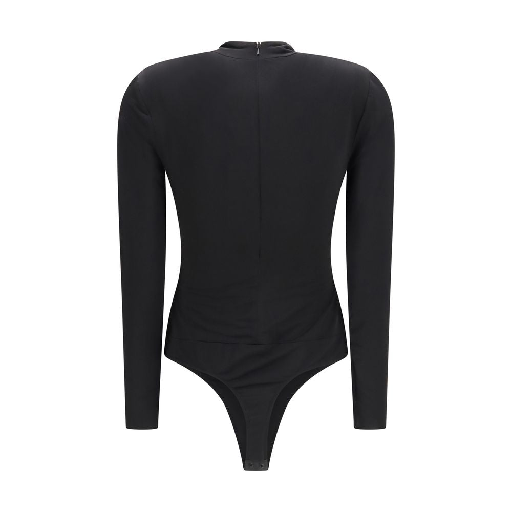 Nissa Black Polyester Women's Bodysuit