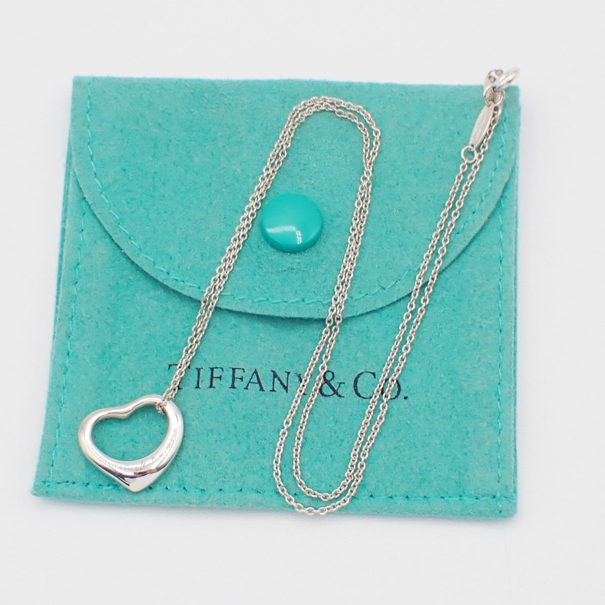Tiffany & Co. Elsa Peretti Open Heart Pendant Sterling Silver Silver Silver Necklace Jewelry (Pre-Owned)