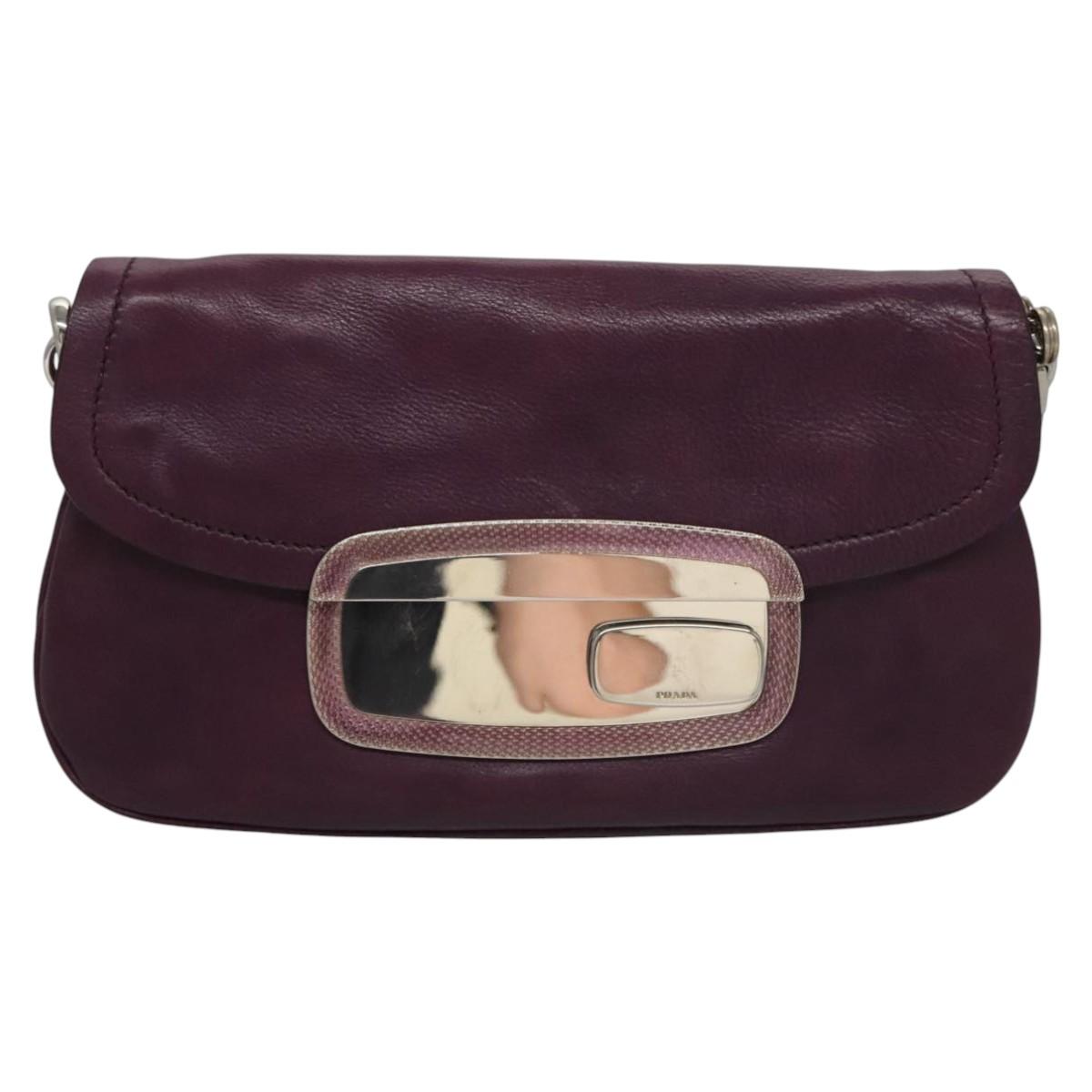 Prada Purple Leather Shoulder Bag (Pre-Owned)