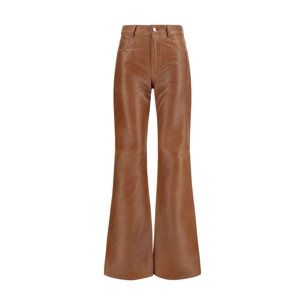 Haikure Brown Lambskin Flared Women's Pants