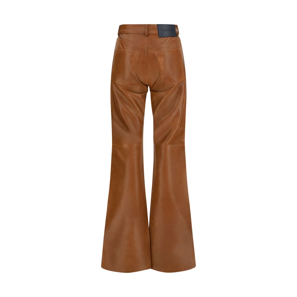 Haikure Brown Lambskin Flared Women's Pants