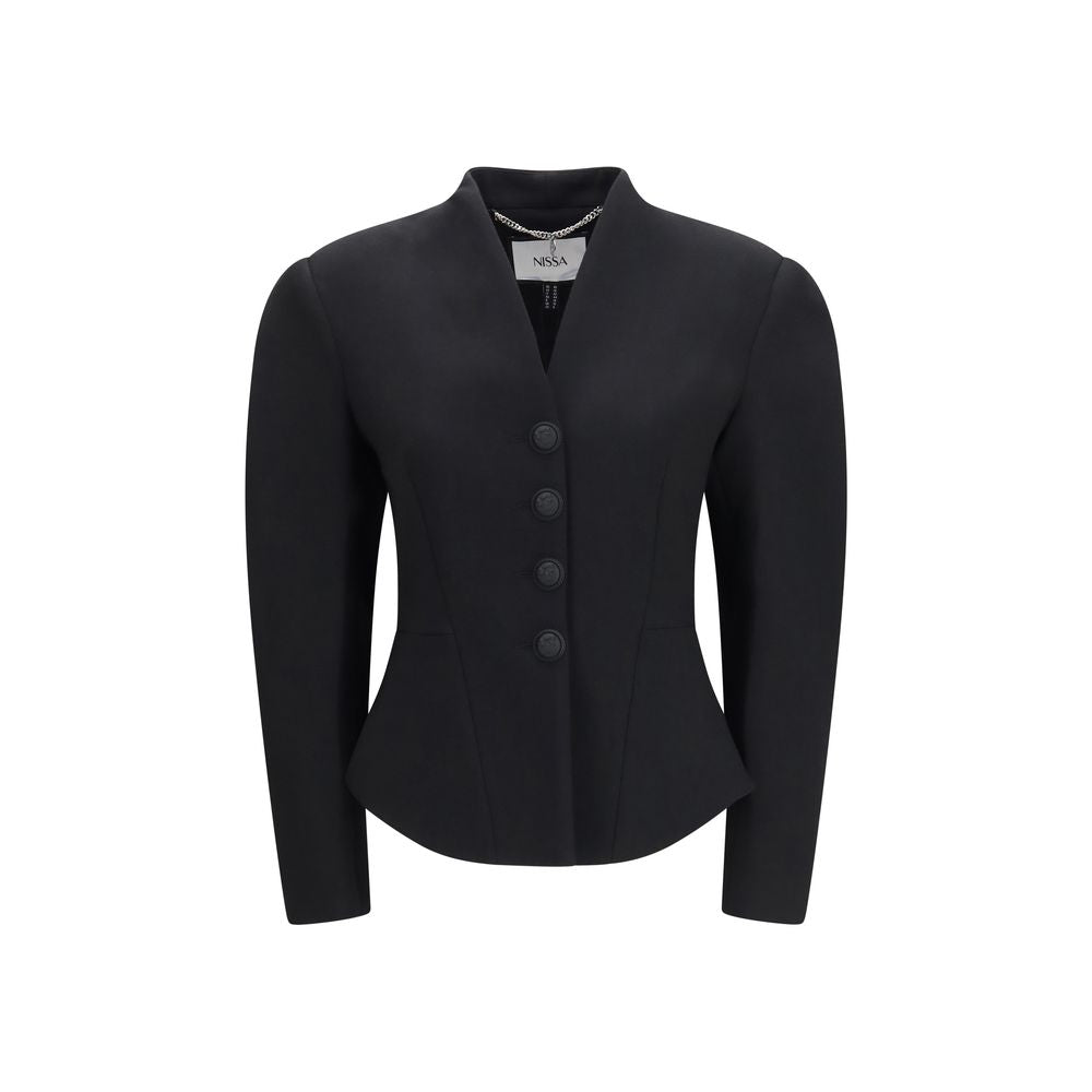 Nissa Black Polyester Women's Jacket