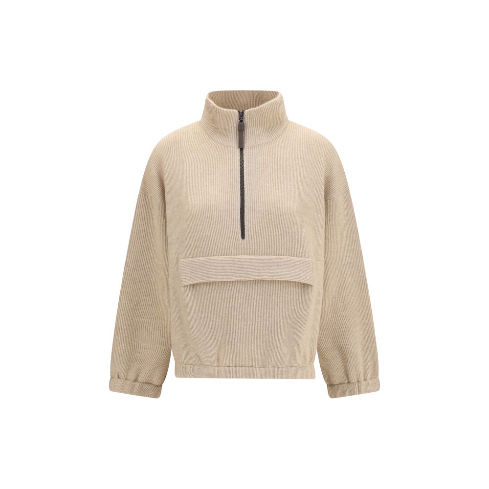 Brunello Cucinelli Beige Cashmere Women's Sweatshirt