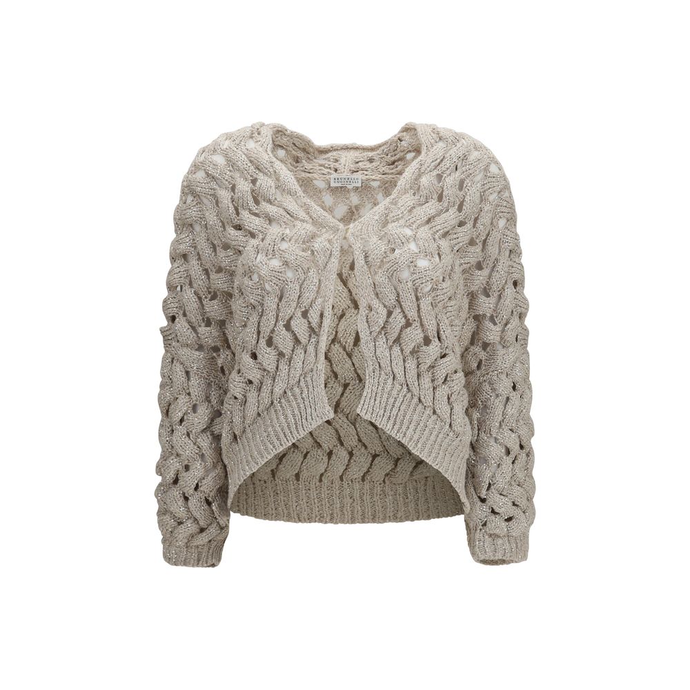 Brunello Cucinelli Beige Silk Women's Cardigan