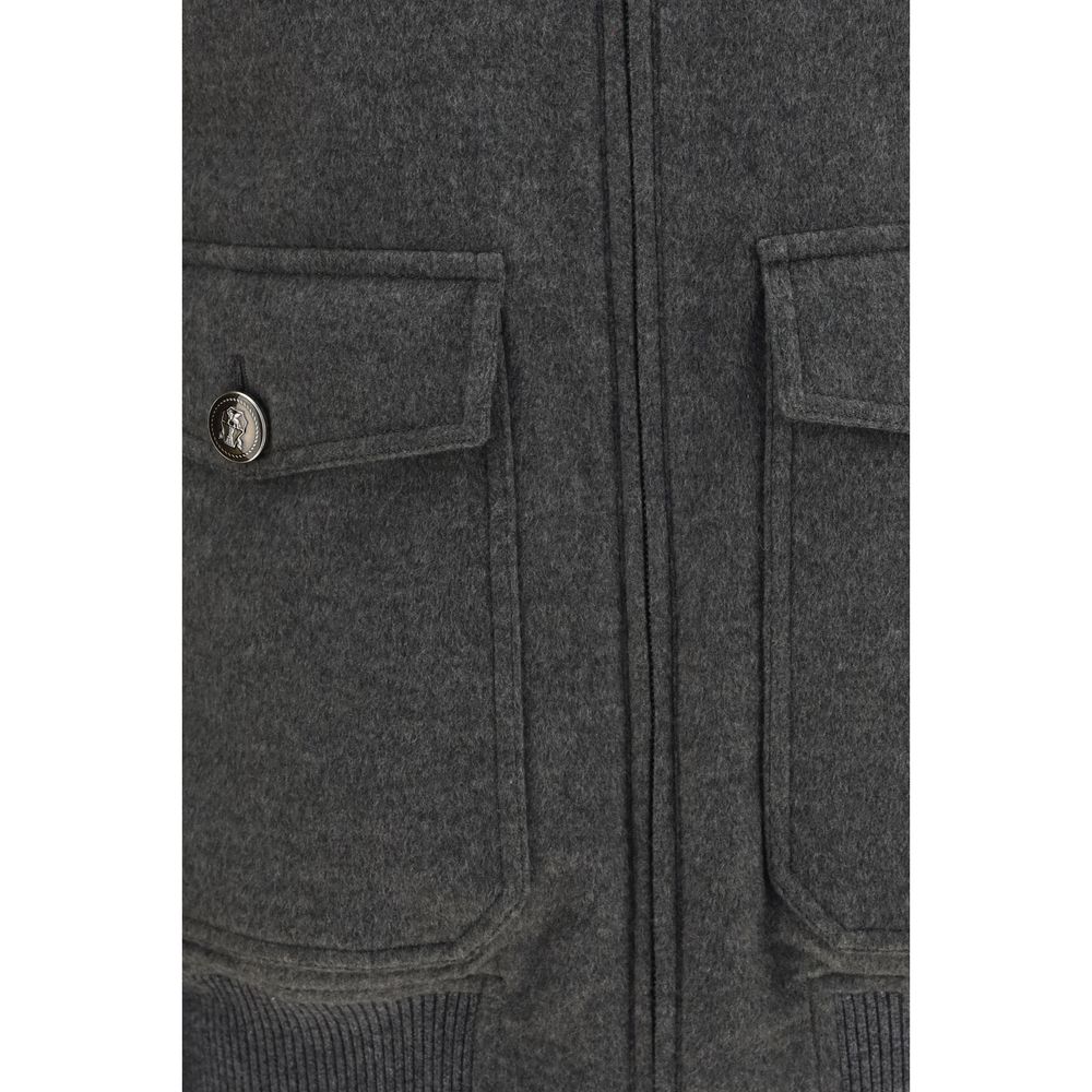Brunello Cucinelli Gray Cashmere Men's Bomber
