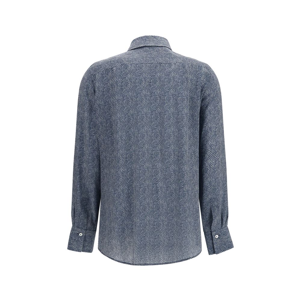 Sara Roka Blue Silk Pattern Women's Shirt